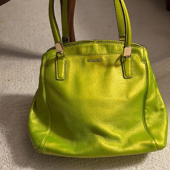 Coach Minetta Metallic Green Leather Shoulder Bag - Picture 11 of 11